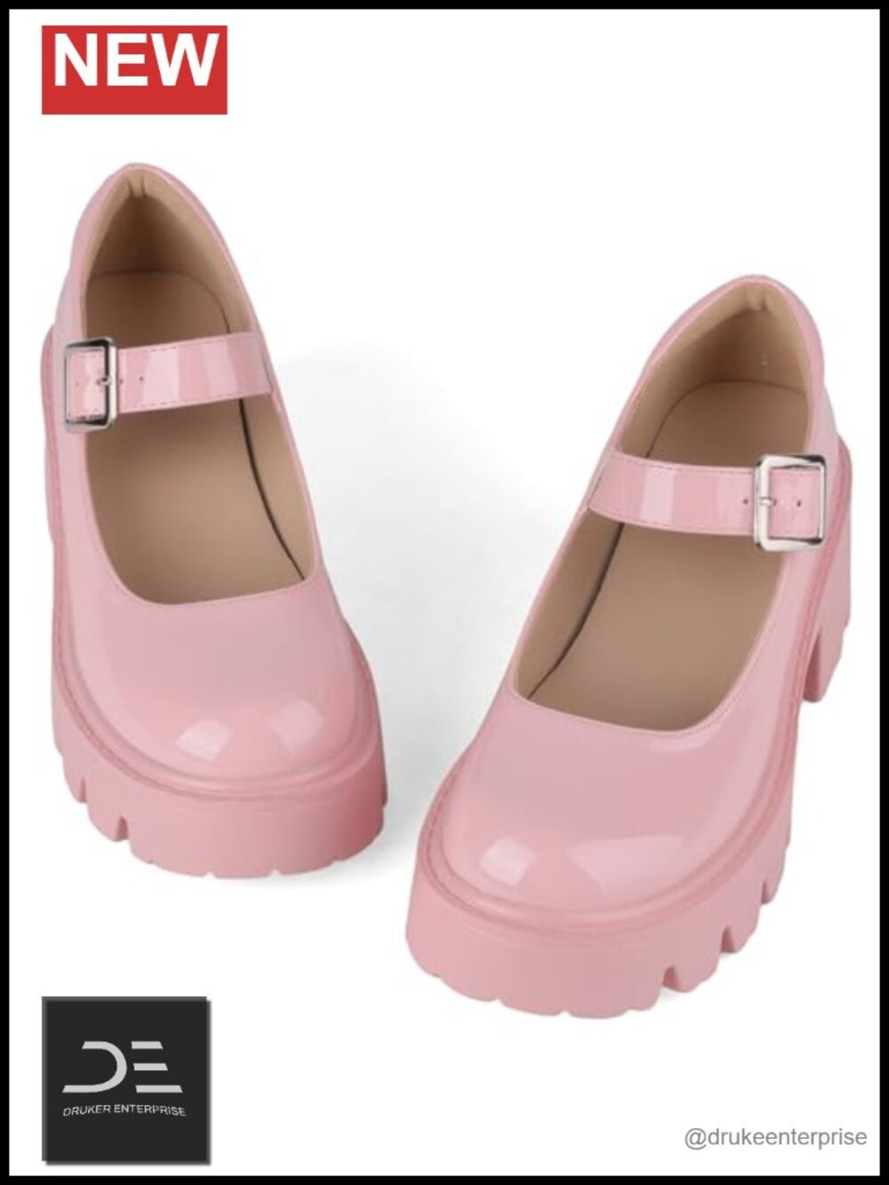 Chunky Heel Mary Jane Platform Pumps Women Round Toe PU Non-Slip